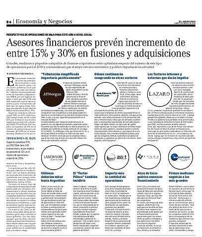 Asesores financieros prevn incremento de entre 15% y 30% en fusiones y adquisiciones